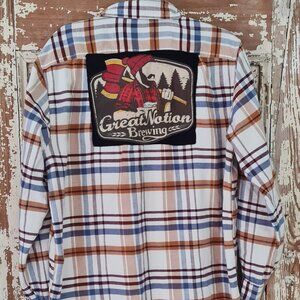 unique Flannel with Patch on the back L